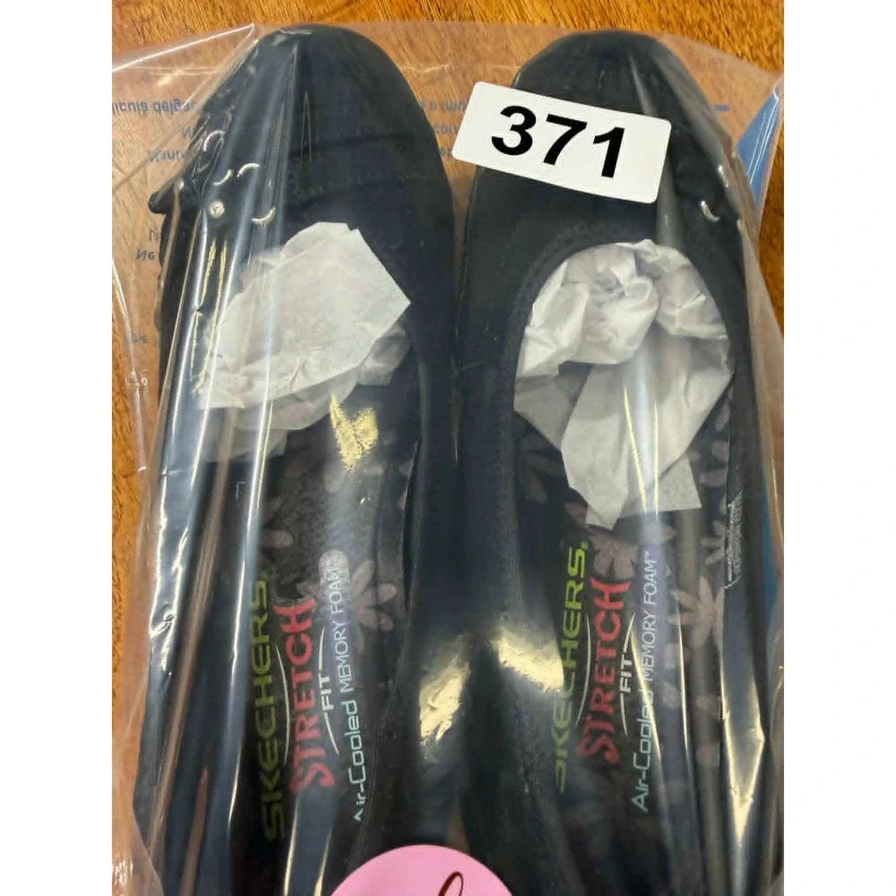 Skechers Womens 6.5 Stretch Fit Black Leather Memory Foam Ballet Flats SN 49880 - Picture 9 of 9
